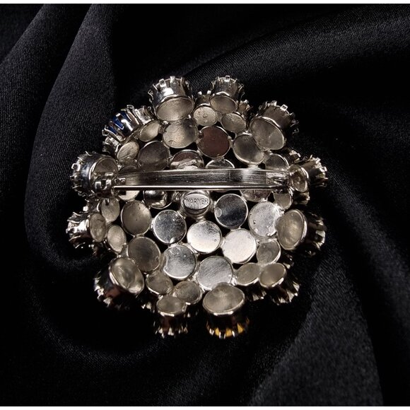 Vintage 1960s WARNER Signed Blue Rhinestone Brooch - Picture 6 of 6